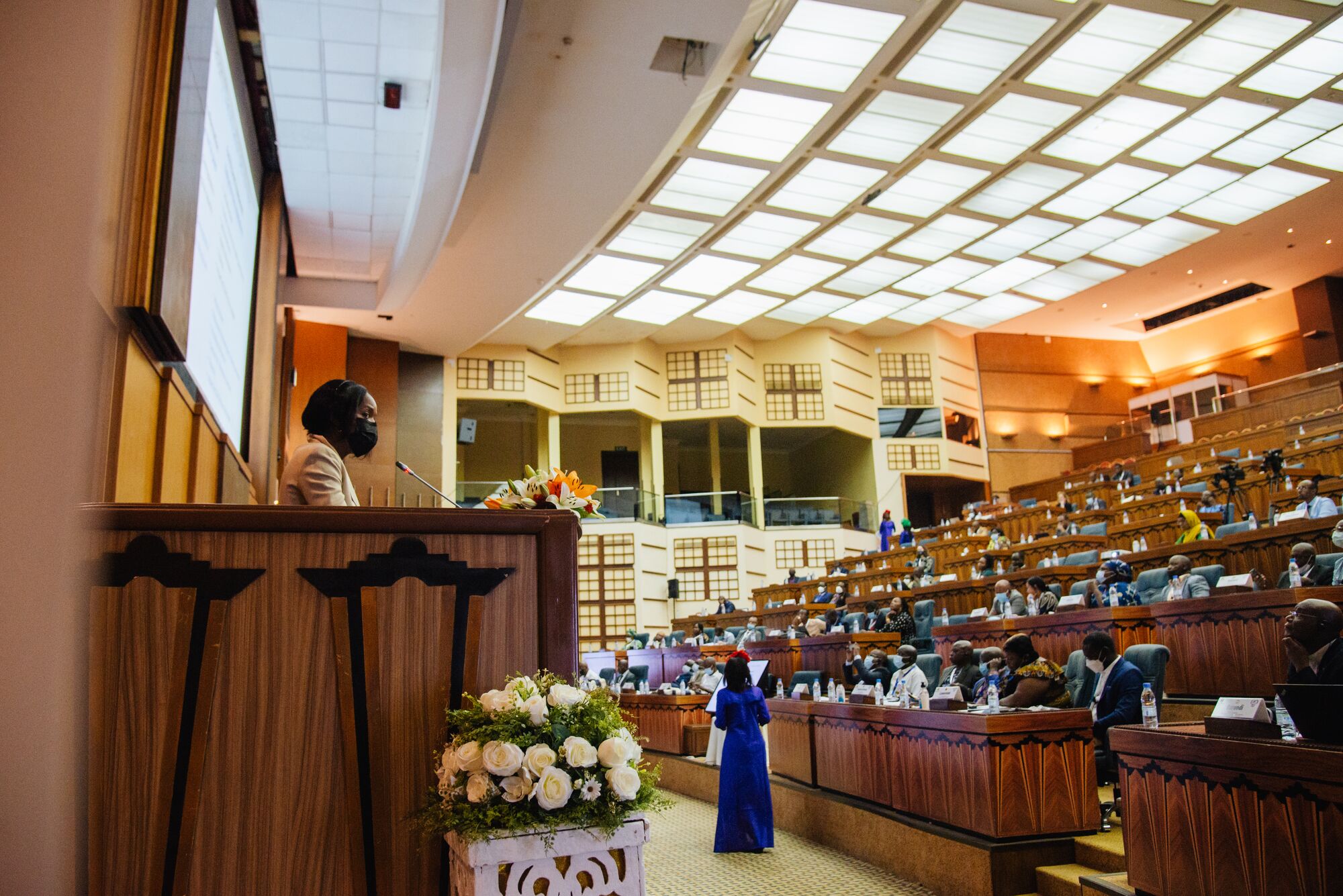Justina's contribution to surgical care extends beyond the operating room. Here, she shares research and expertise with healthcare leaders at an international surgical symposium in Dakar, Senegal.