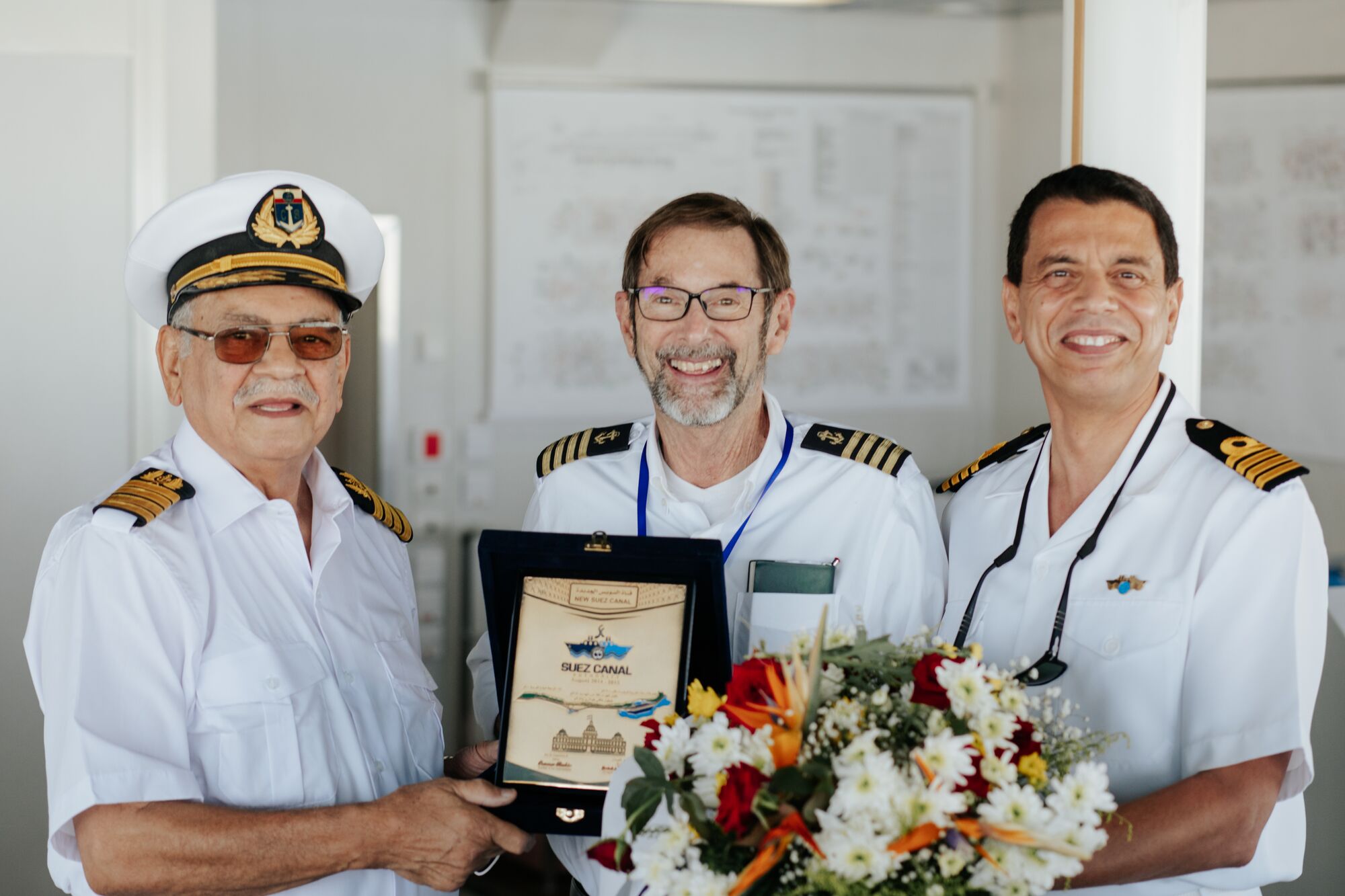 Maritime service is also about growing together. Here, Taylor congratulates Richard Awagah on his promotion to Assistant Bosun aboard the Global Mercy™, recognizing another step forward in his maritime career.