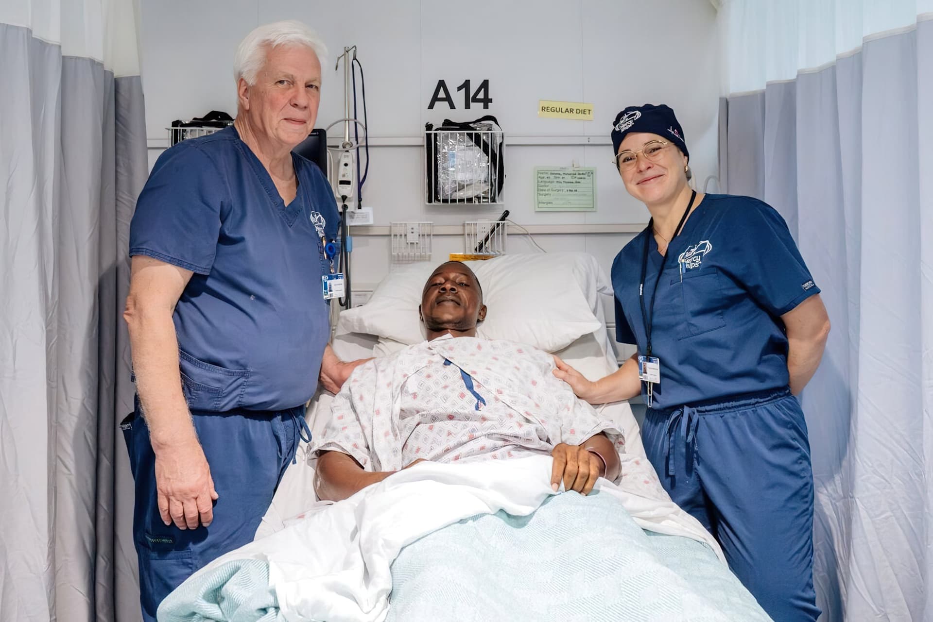 In just over an hour, the surgical team repaired the hernia that had caused Mohamed years of pain.