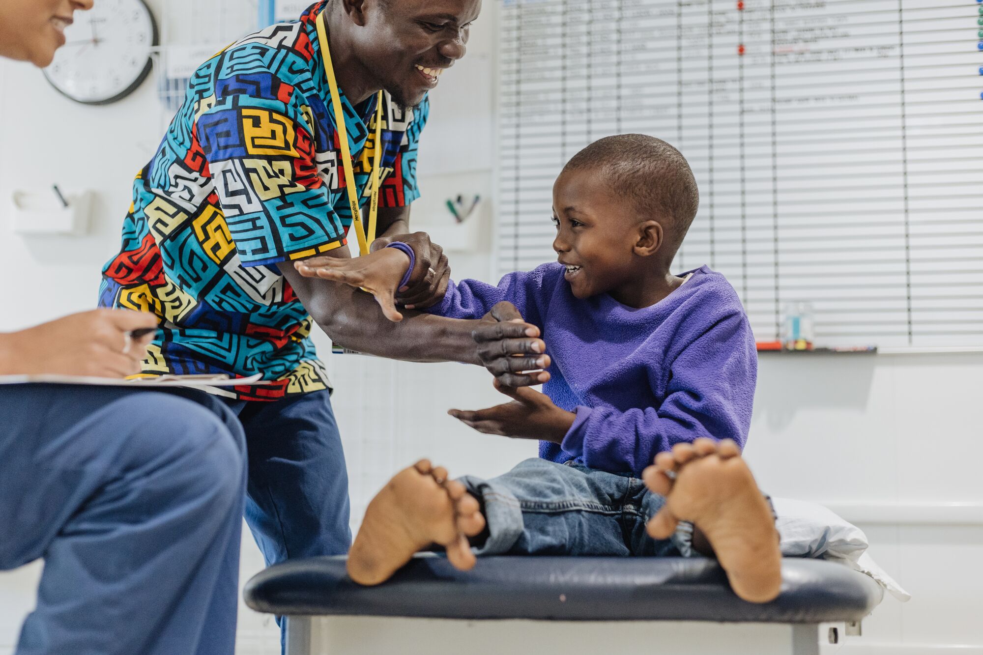 Volunteer surgeon Dr Tjeerd de Jong and the surgical team corrected the condition that had made walking and wearing shoes difficult for Abubakarr.